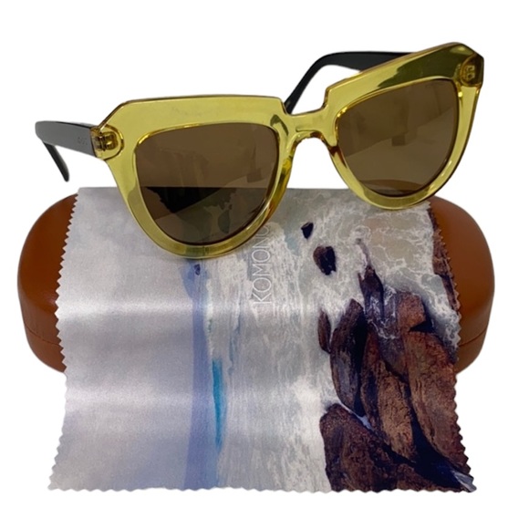 KOMONO Sunglasses Stella Cider Black Yellow NEW cat eye - Picture 3 of 9